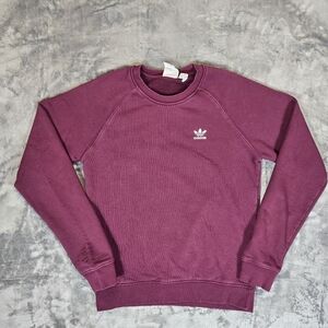 Adidas Original Trefoil Essential Crewneck Sweatshirt Size Small Burgundy